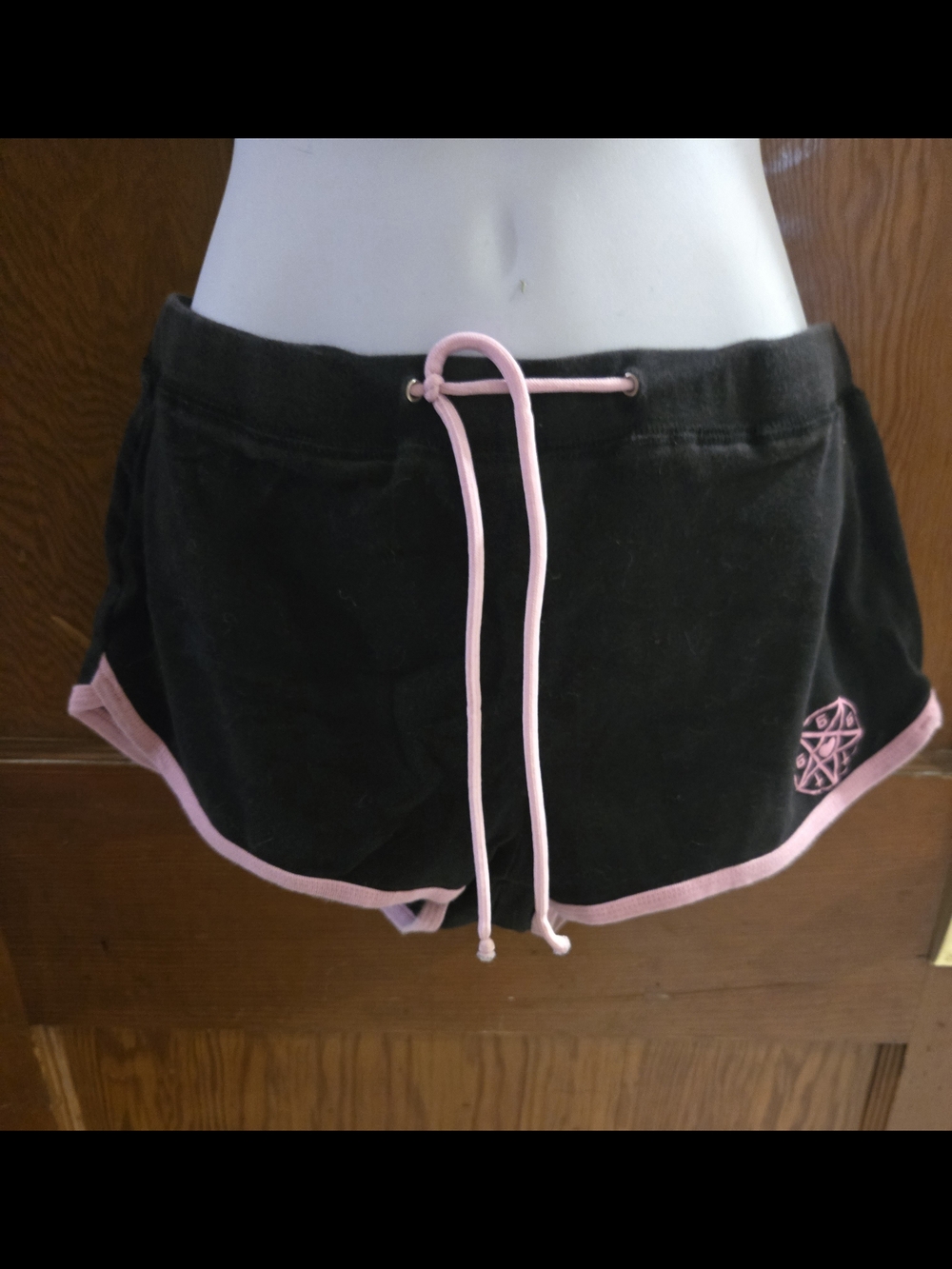 Too Fast Black and Pink Drawstring Women’s Shorts, XL